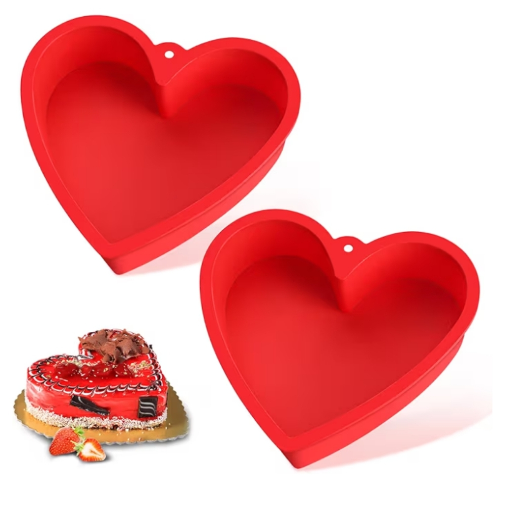 Heart Shaped Cake Pans 10 Inch 2pcs Nonstick Silicone Heart Cake Mold NWT